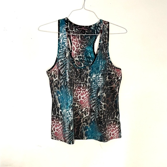 Almost Famous Tops - Almost Famous Teal and Pink Leopard Print Tank Top. Size XL. EUC.